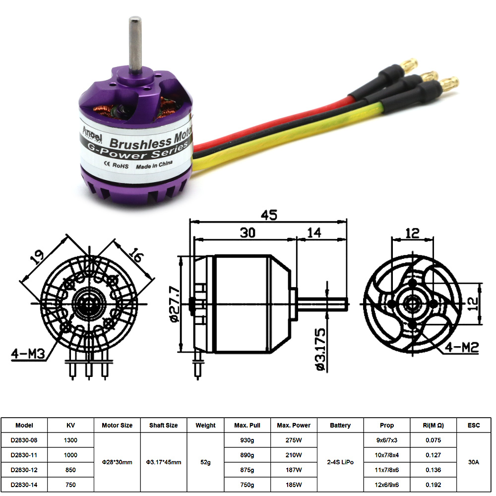 D2830 1300KV 1000KV 850KV  750 - Brushed Drone Motor ulasan dan harga