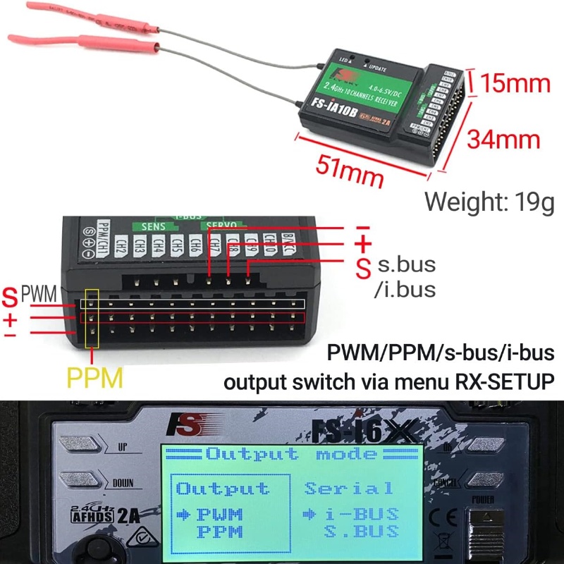 Flysky FS-iA10B 10CH Receiver  - Flysky Transmitter ulasan dan harga